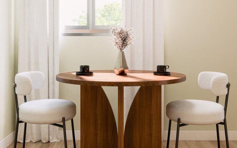 dining area with a table and chairs next to a window